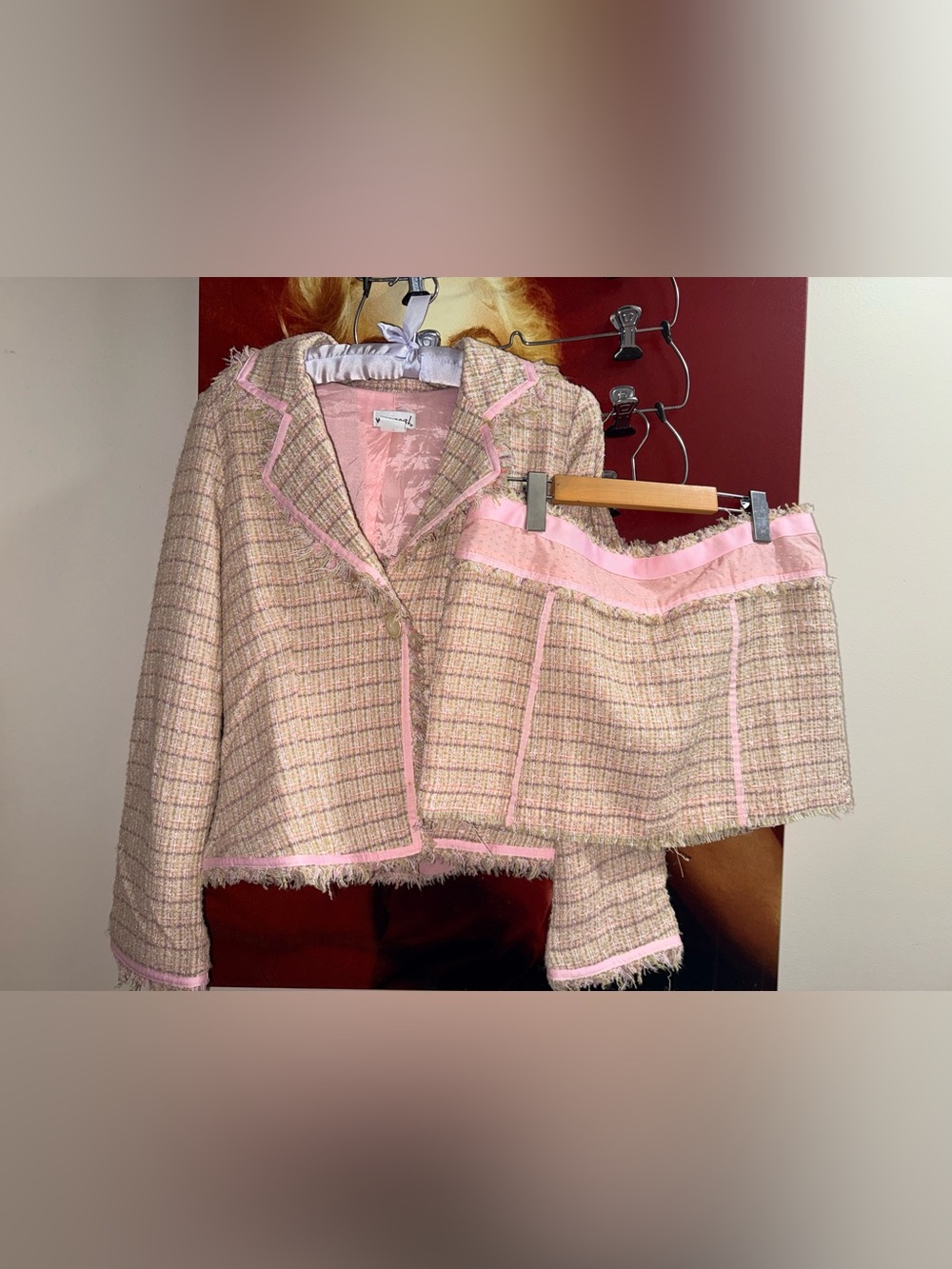 Wet Seal Light Pink tweed style jacket and skirt *minor flaw